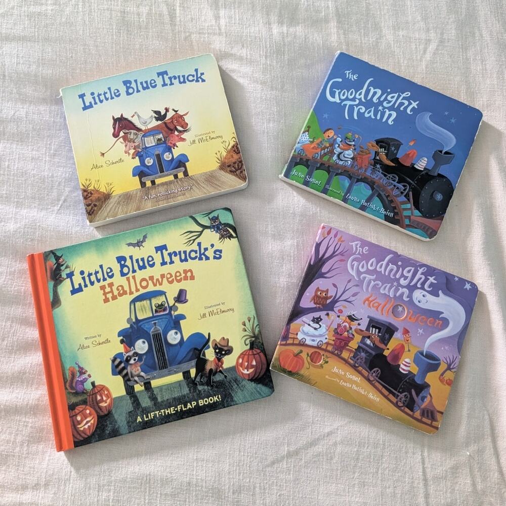 Little Blue Truck & The Goodnight Train Board Books Lot - Original & Halloween
